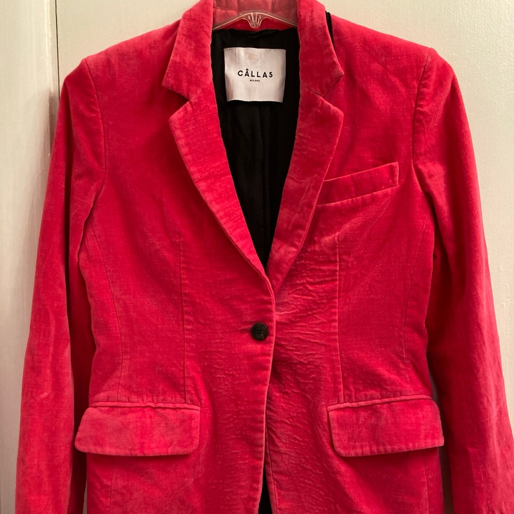Callas Milano Jacket Women's 6 Barbie Pink Velvet Blazer Luxurious Soft Feminine